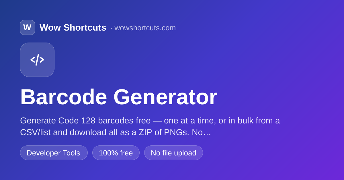 Free Barcode Generator (Code 128) — Single and Bulk from CSV